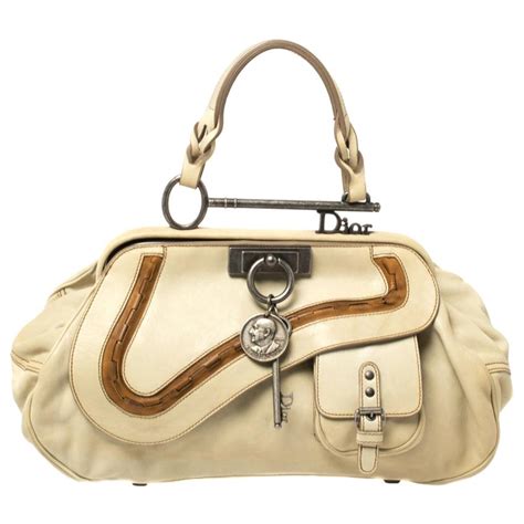 Dior Cream Leather Gaucho Frame Bag 